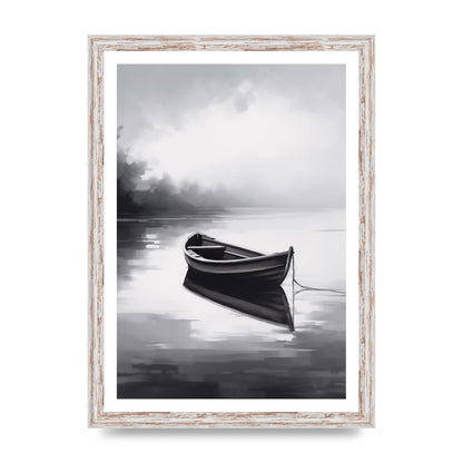 Solitary Boat on Serene Lake Painting