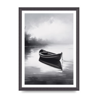 Solitary Boat on Serene Lake Painting