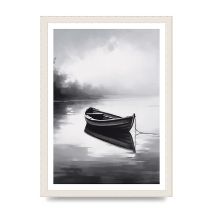Solitary Boat on Serene Lake Painting
