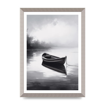 Solitary Boat on Serene Lake Painting