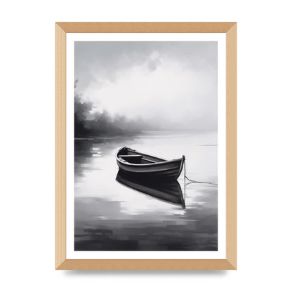 Solitary Boat on Serene Lake Painting