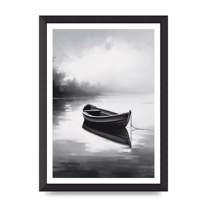 Solitary Boat on Serene Lake Painting