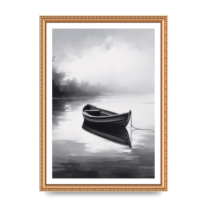 Solitary Boat on Serene Lake Painting