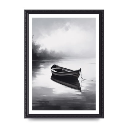 Solitary Boat on Serene Lake Painting