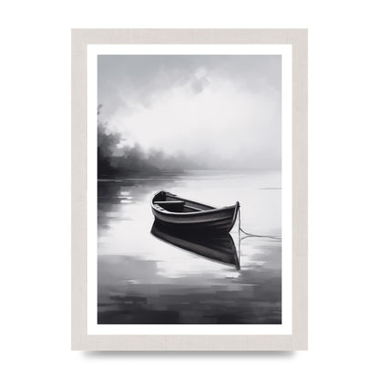Solitary Boat on Serene Lake Painting