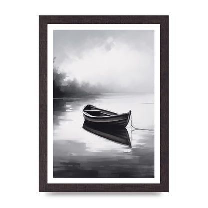 Solitary Boat on Serene Lake Painting