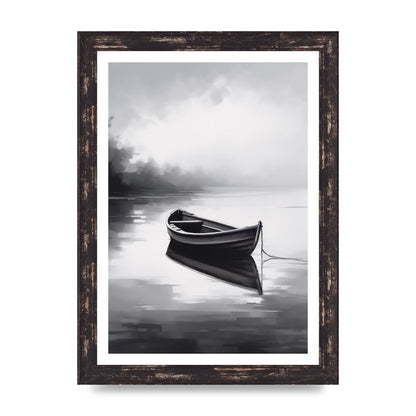 Solitary Boat on Serene Lake Painting