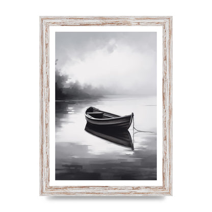 Solitary Boat on Serene Lake Painting