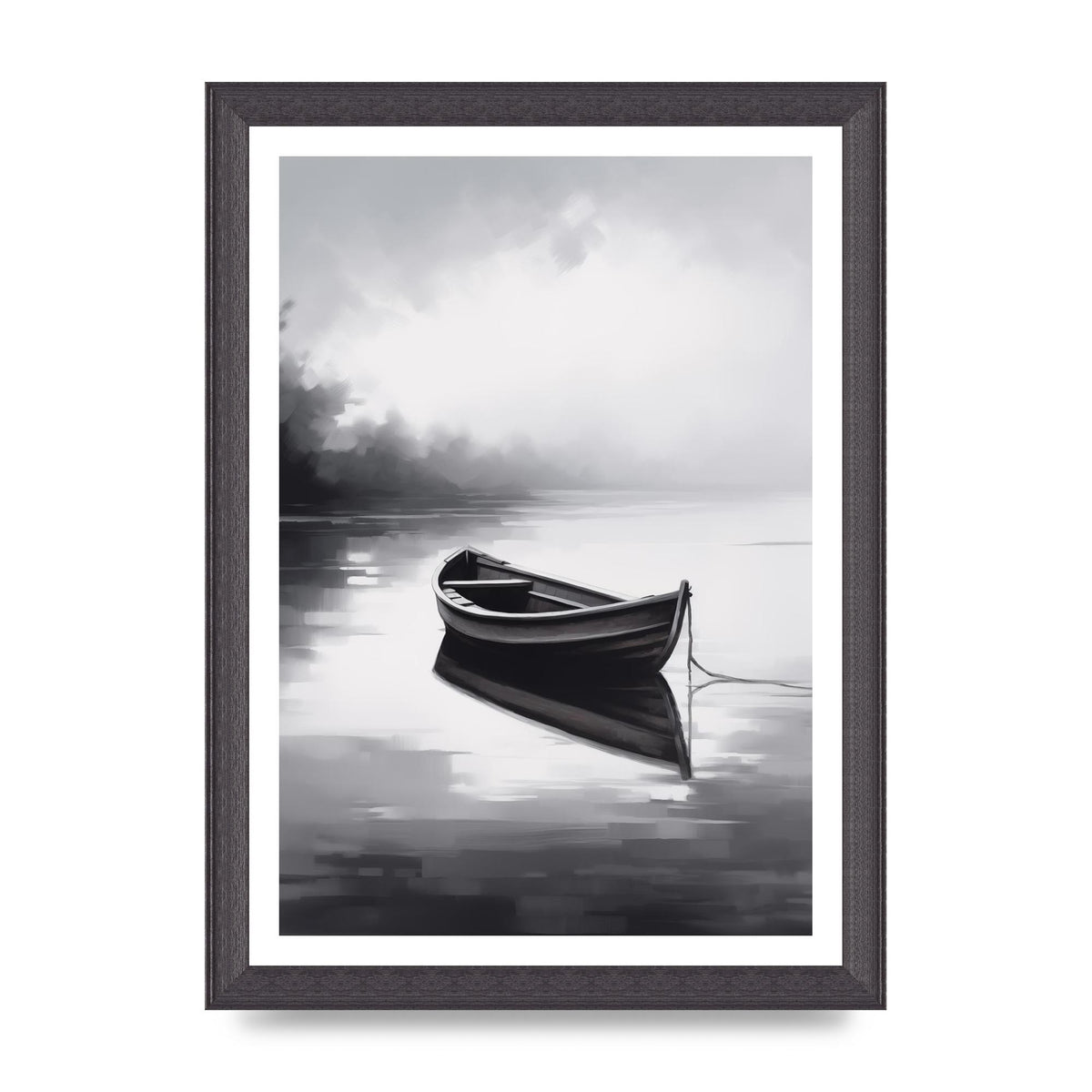 Solitary Boat on Serene Lake Painting