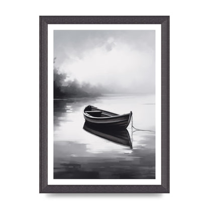 Solitary Boat on Serene Lake Painting