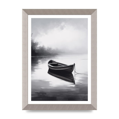 Solitary Boat on Serene Lake Painting