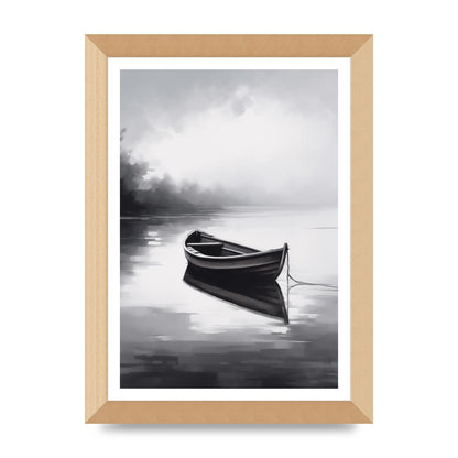 Solitary Boat on Serene Lake Painting