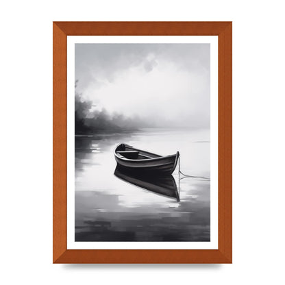 Solitary Boat on Serene Lake Painting