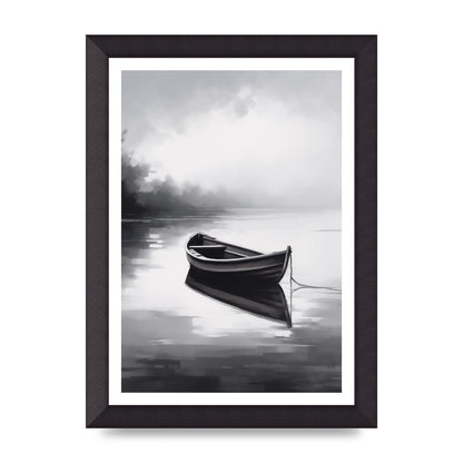 Solitary Boat on Serene Lake Painting