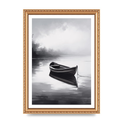 Solitary Boat on Serene Lake Painting