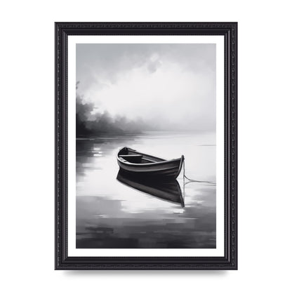 Solitary Boat on Serene Lake Painting