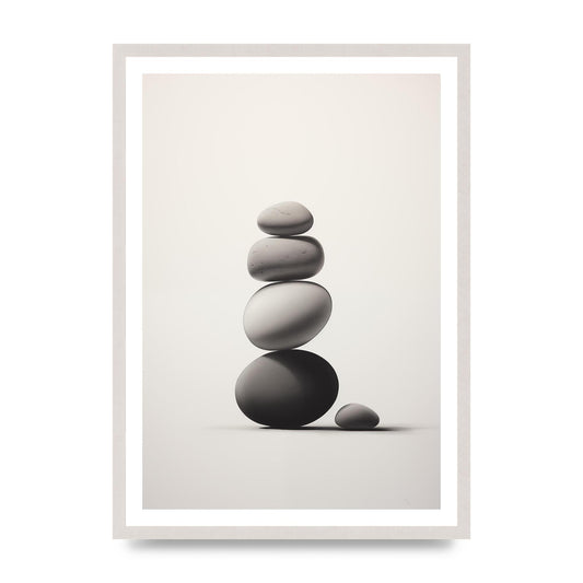 Tranquil Ambiance in Monochrome Pastel, print in an A2 white saw cut grain frame