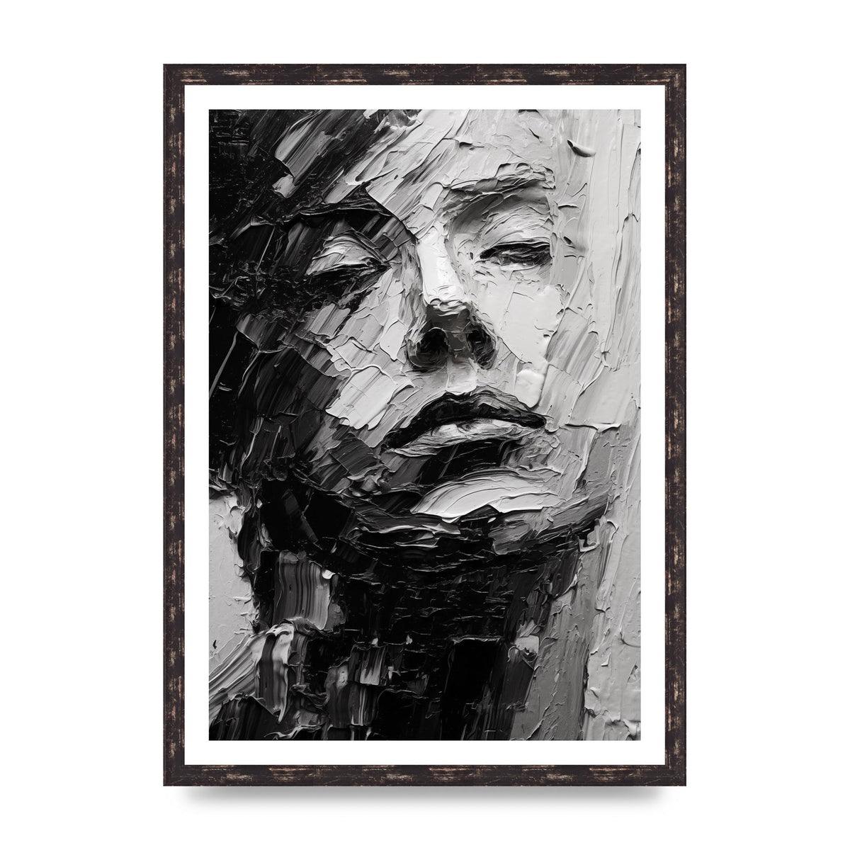 Textured Black and White Abstracted Portrait