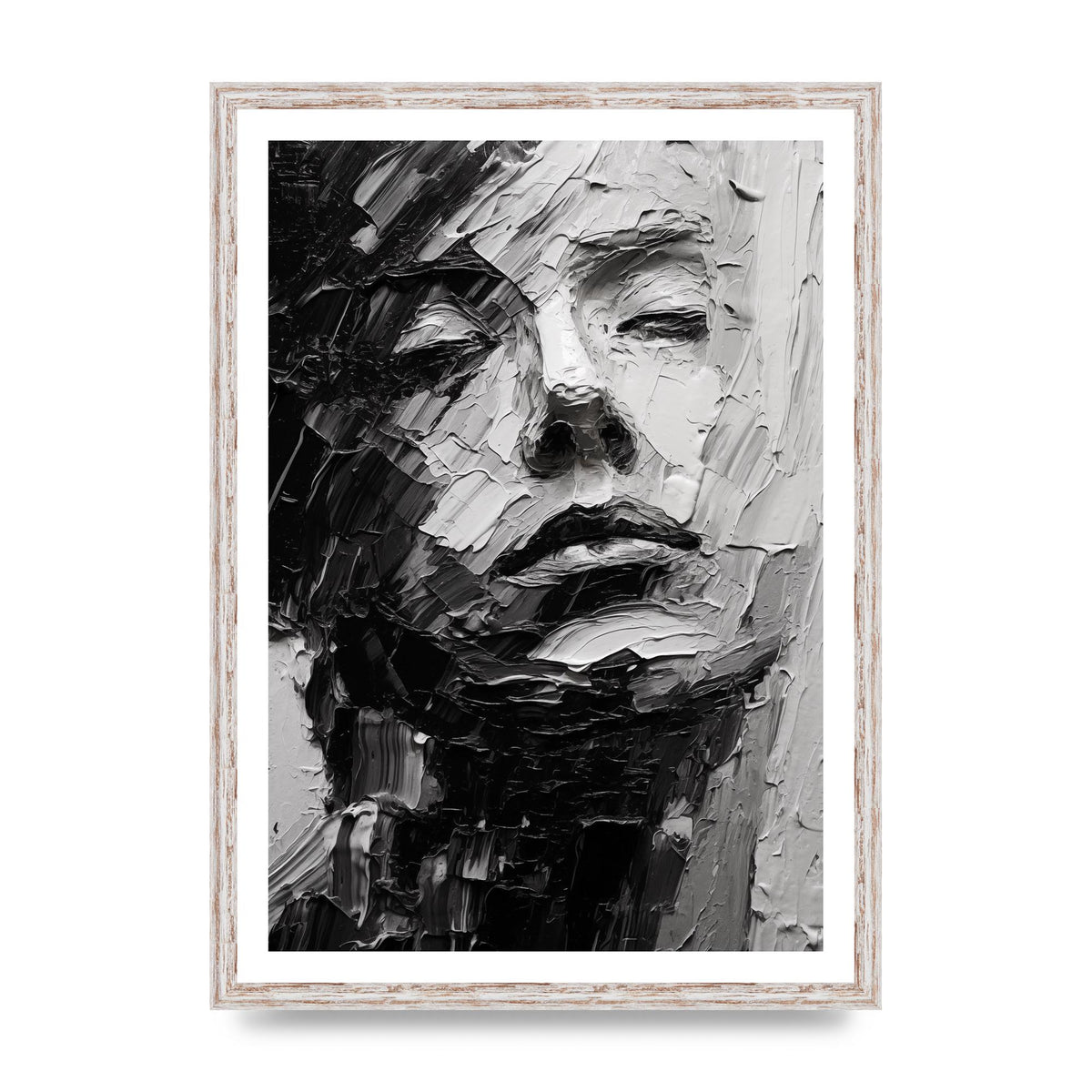 Textured Black and White Abstracted Portrait