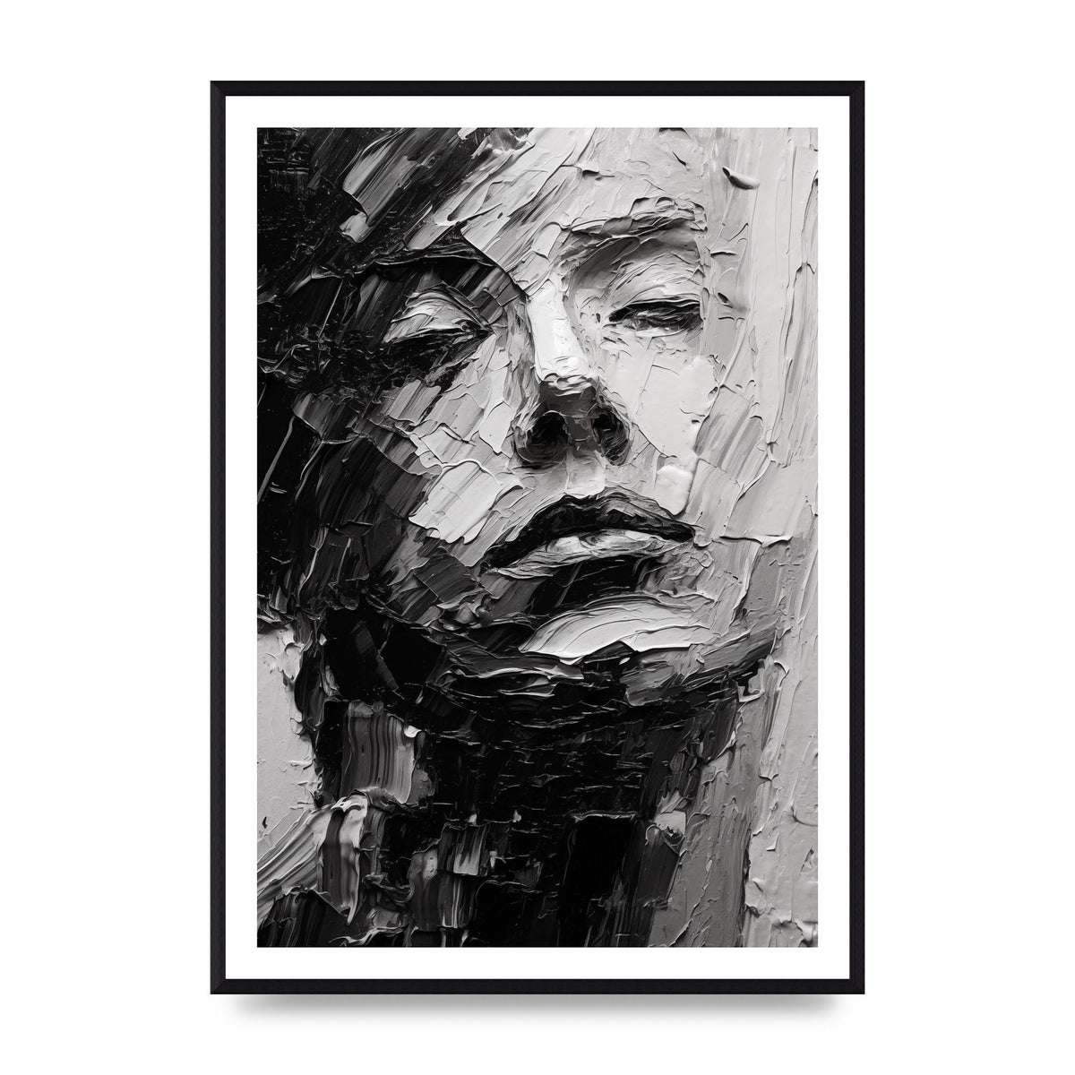 Textured Black and White Abstracted Portrait