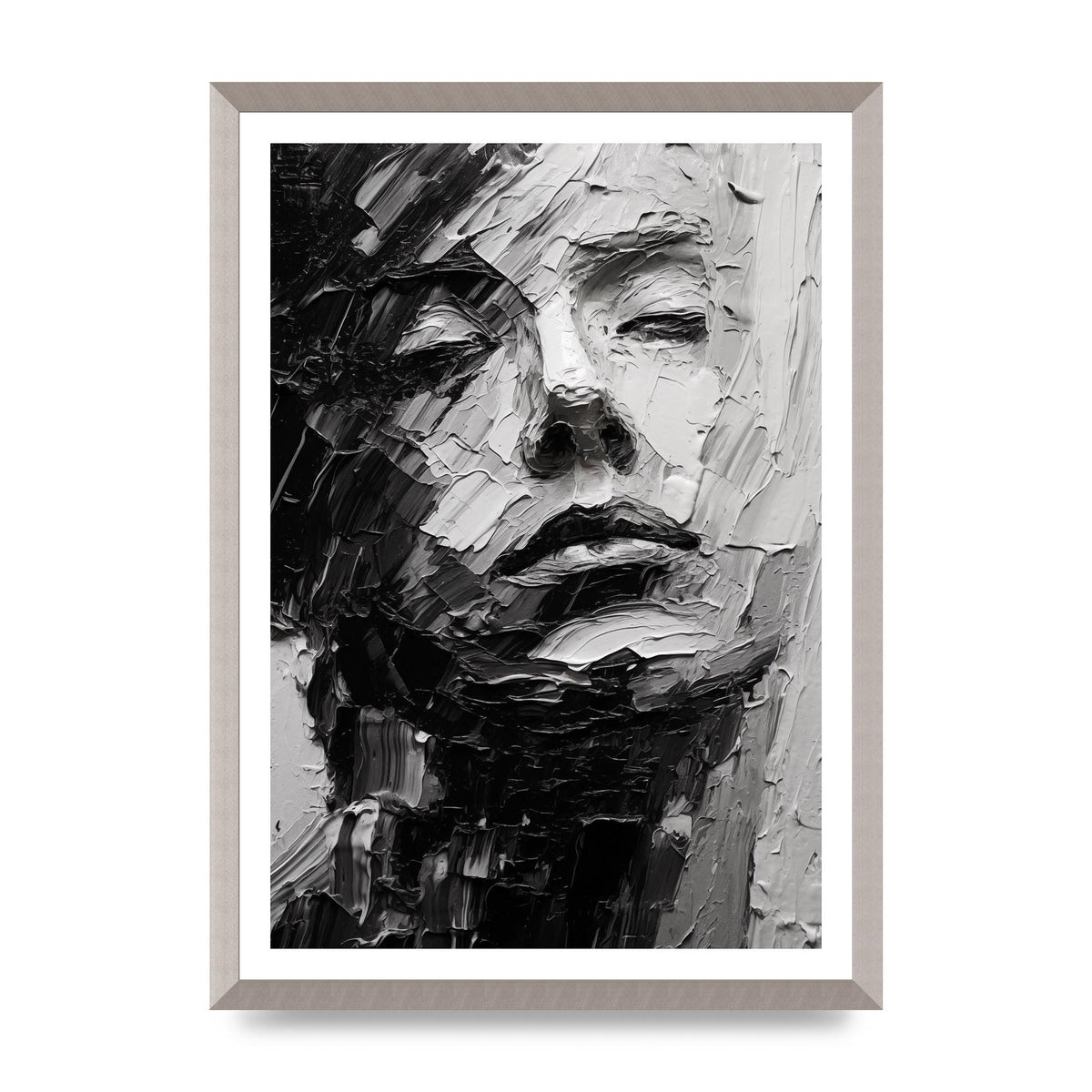 Textured Black and White Abstracted Portrait