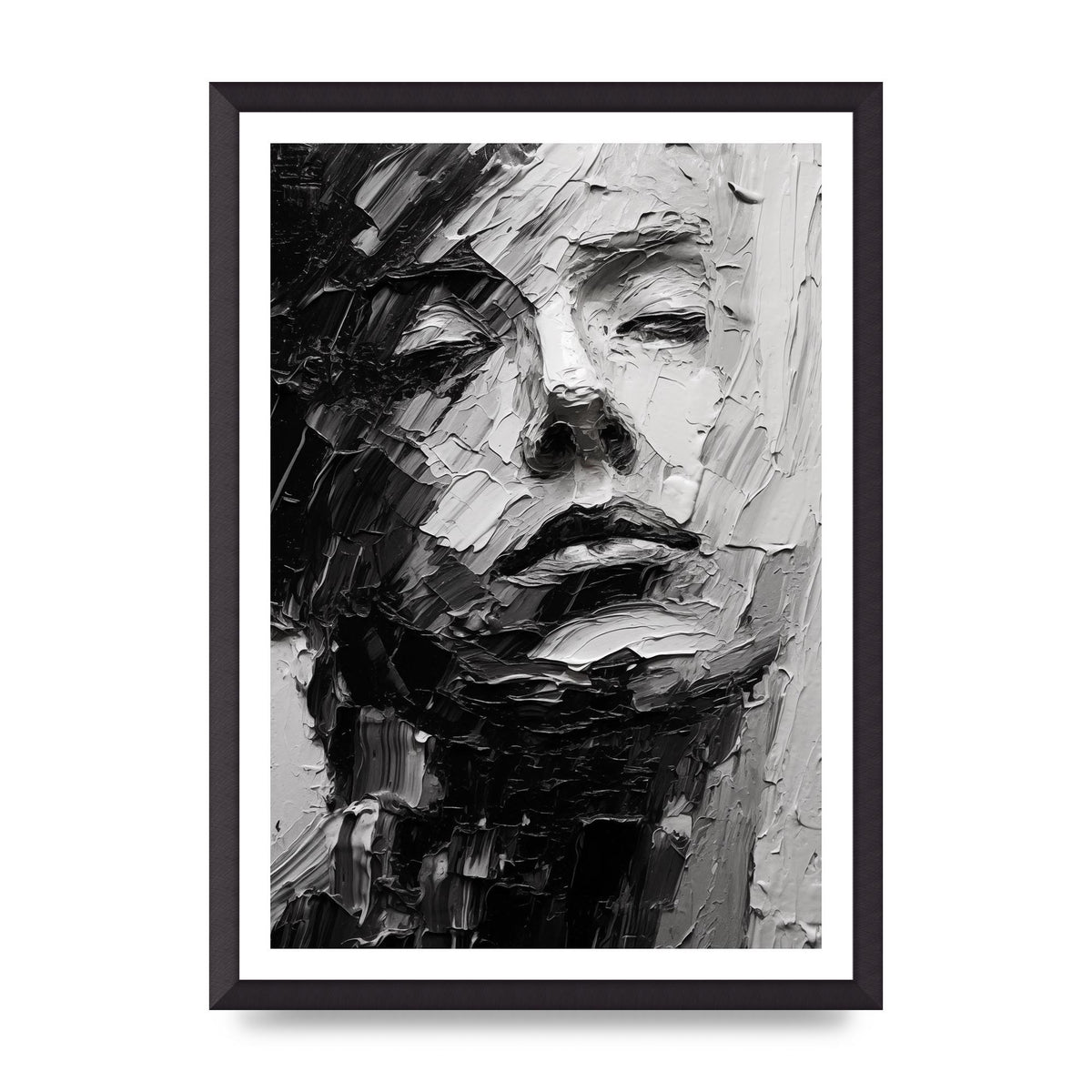 Textured Black and White Abstracted Portrait
