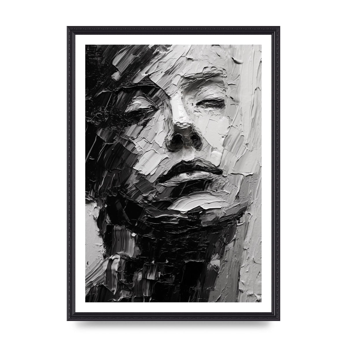 Textured Black and White Abstracted Portrait