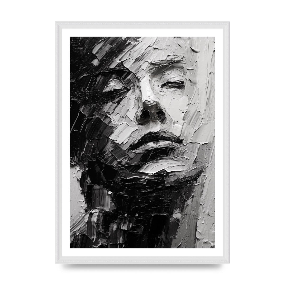 Textured Black and White Abstracted Portrait