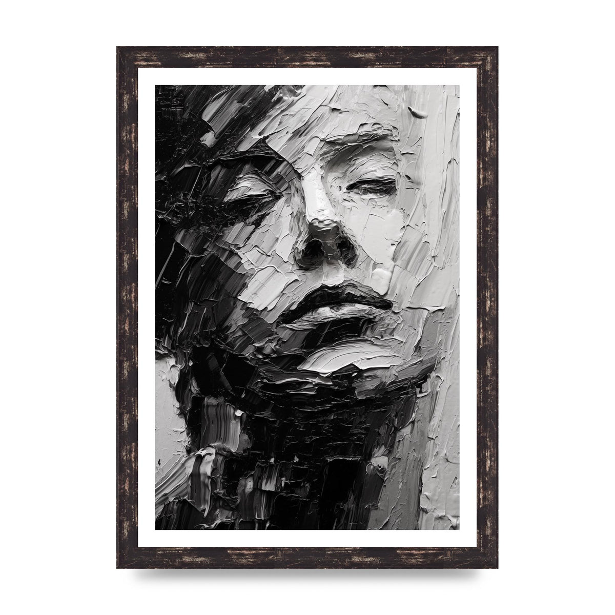 Textured Black and White Abstracted Portrait