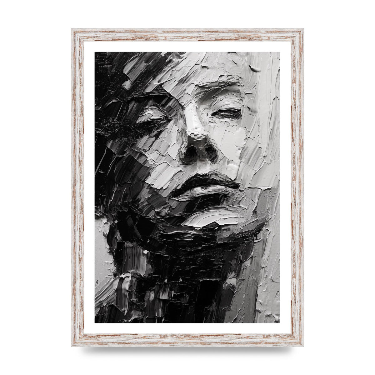 Textured Black and White Abstracted Portrait