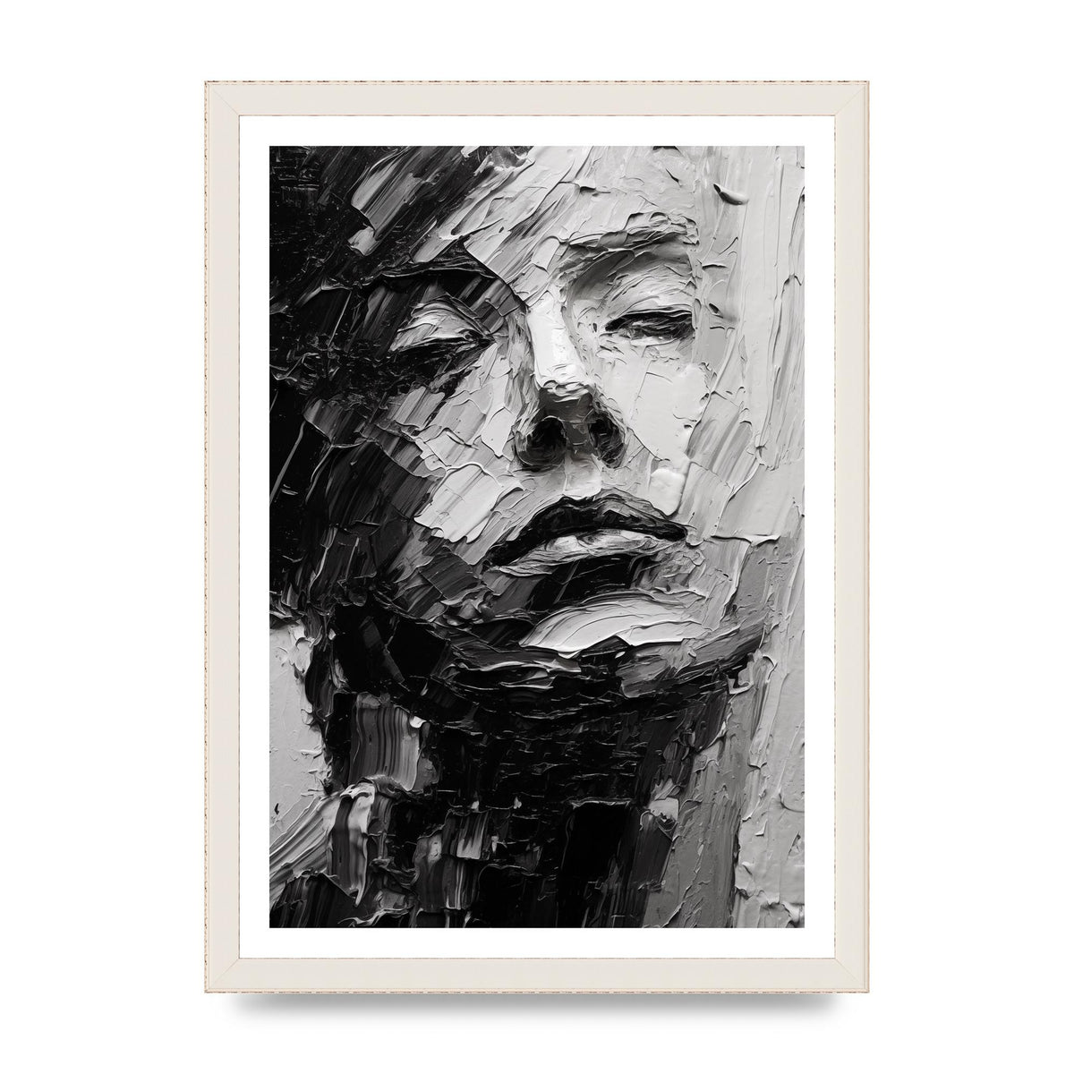 Textured Black and White Abstracted Portrait
