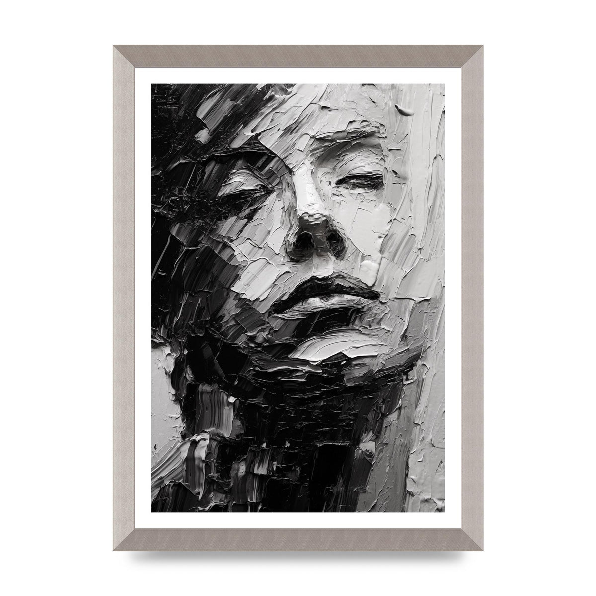 Textured Black and White Abstracted Portrait