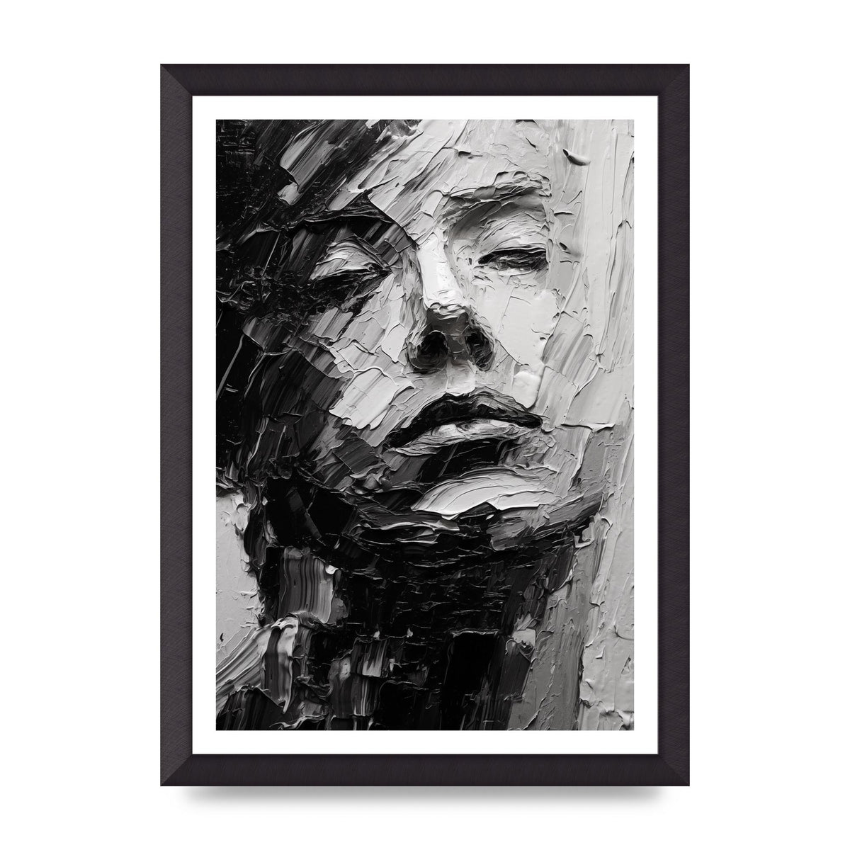 Textured Black and White Abstracted Portrait