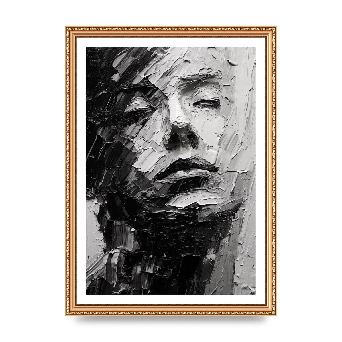 Textured Black and White Abstracted Portrait