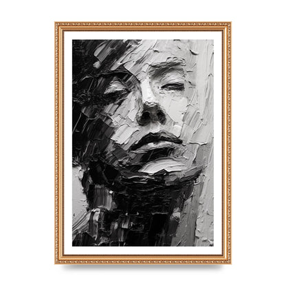 Textured Black and White Abstracted Portrait