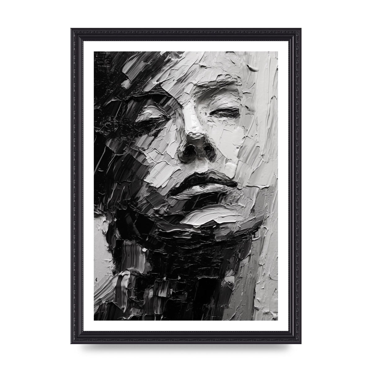 Textured Black and White Abstracted Portrait