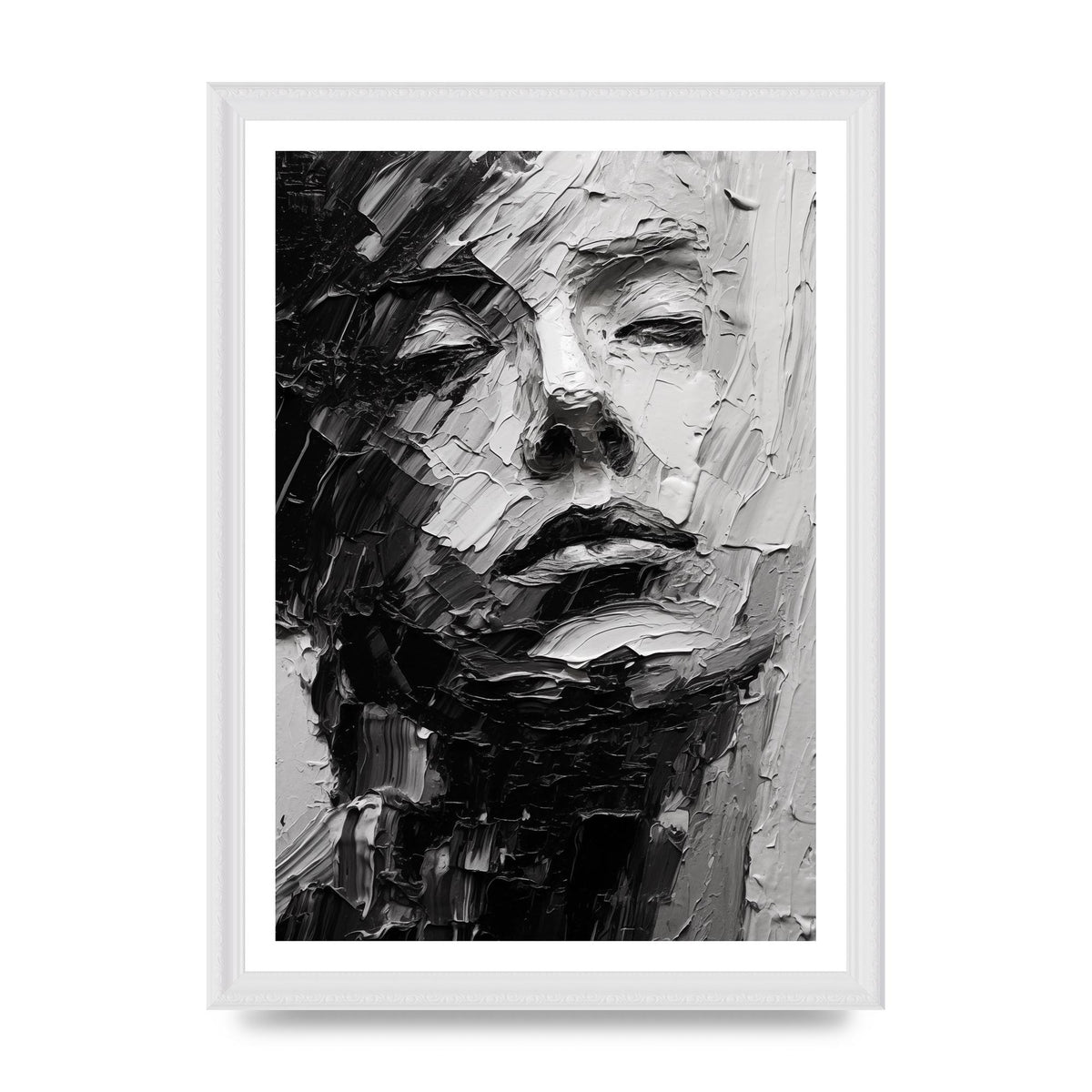Textured Black and White Abstracted Portrait