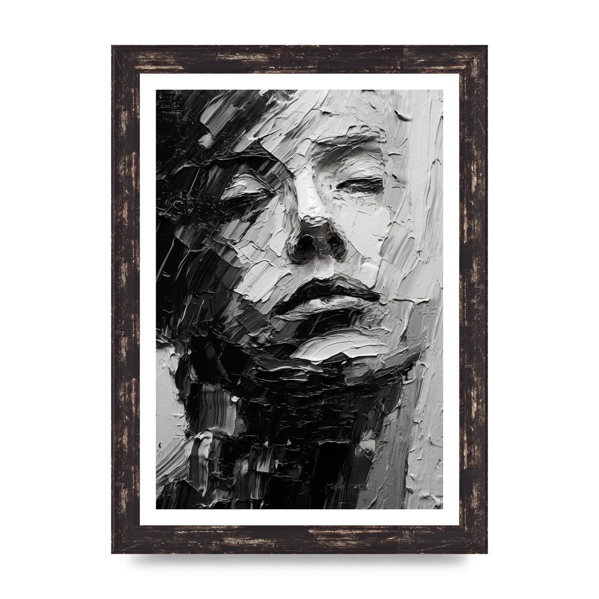 Textured Black and White Abstracted Portrait