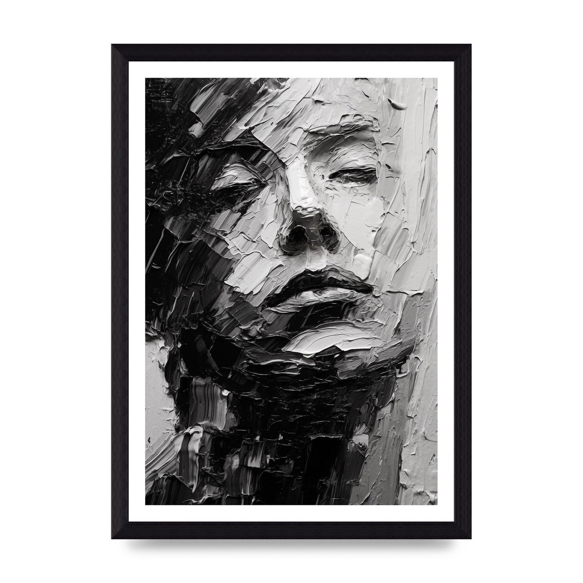 Textured Black and White Abstracted Portrait