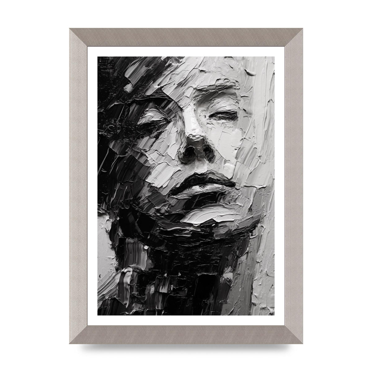 Textured Black and White Abstracted Portrait