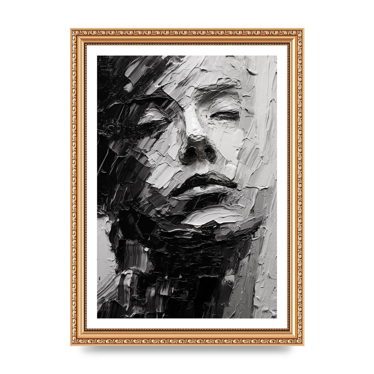 Textured Black and White Abstracted Portrait
