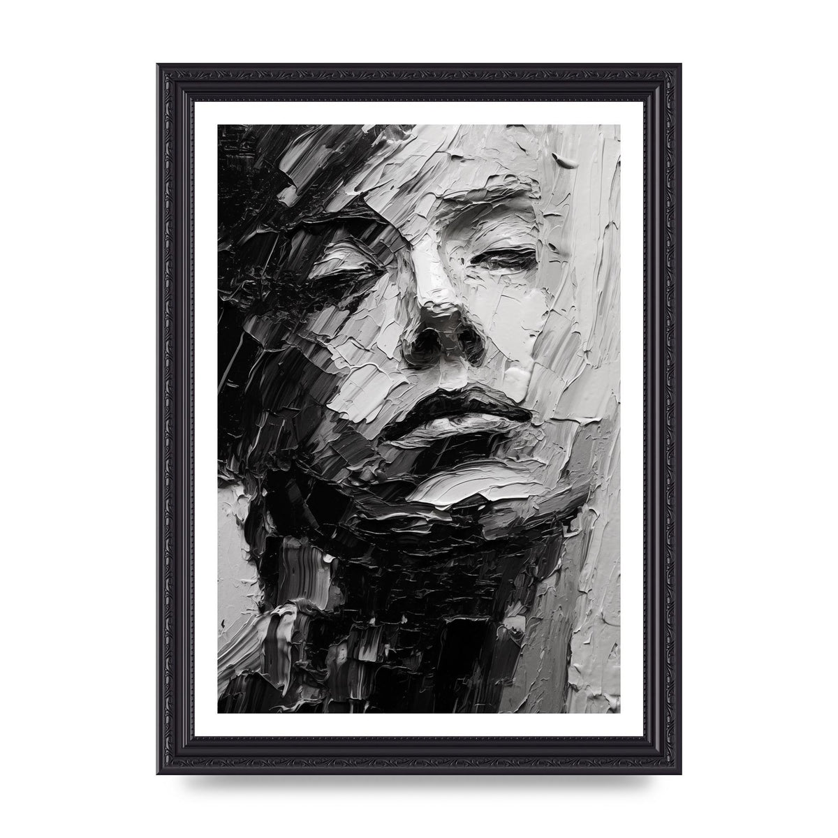 Textured Black and White Abstracted Portrait