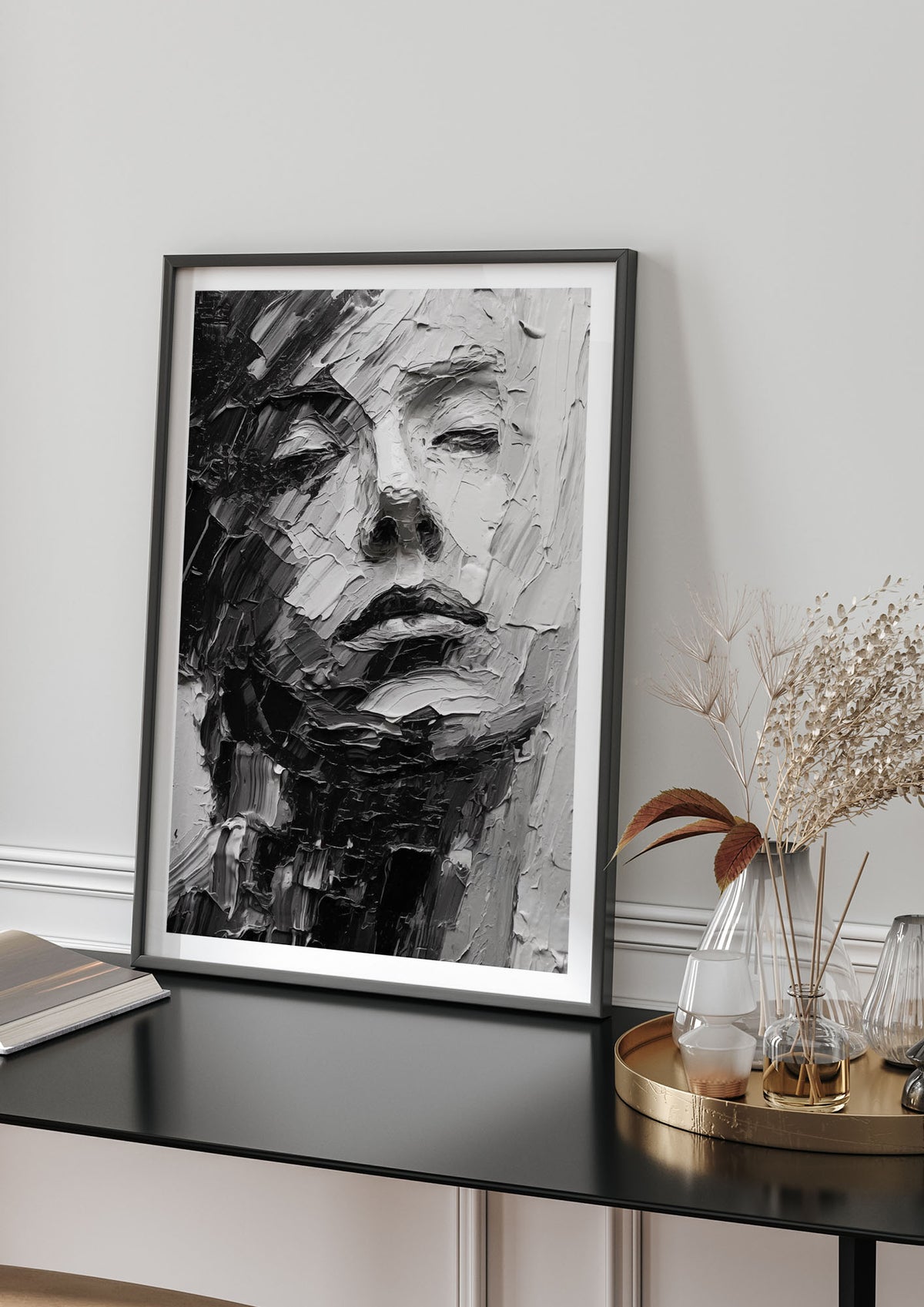 Textured Black and White Abstracted Portrait