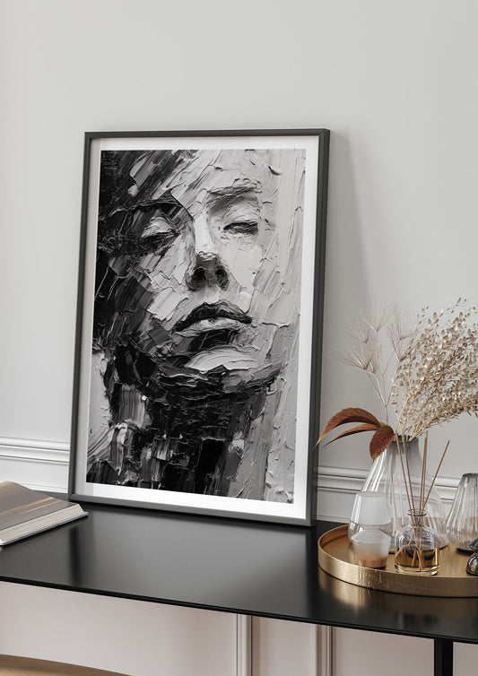 Textured Black and White Abstracted Portrait