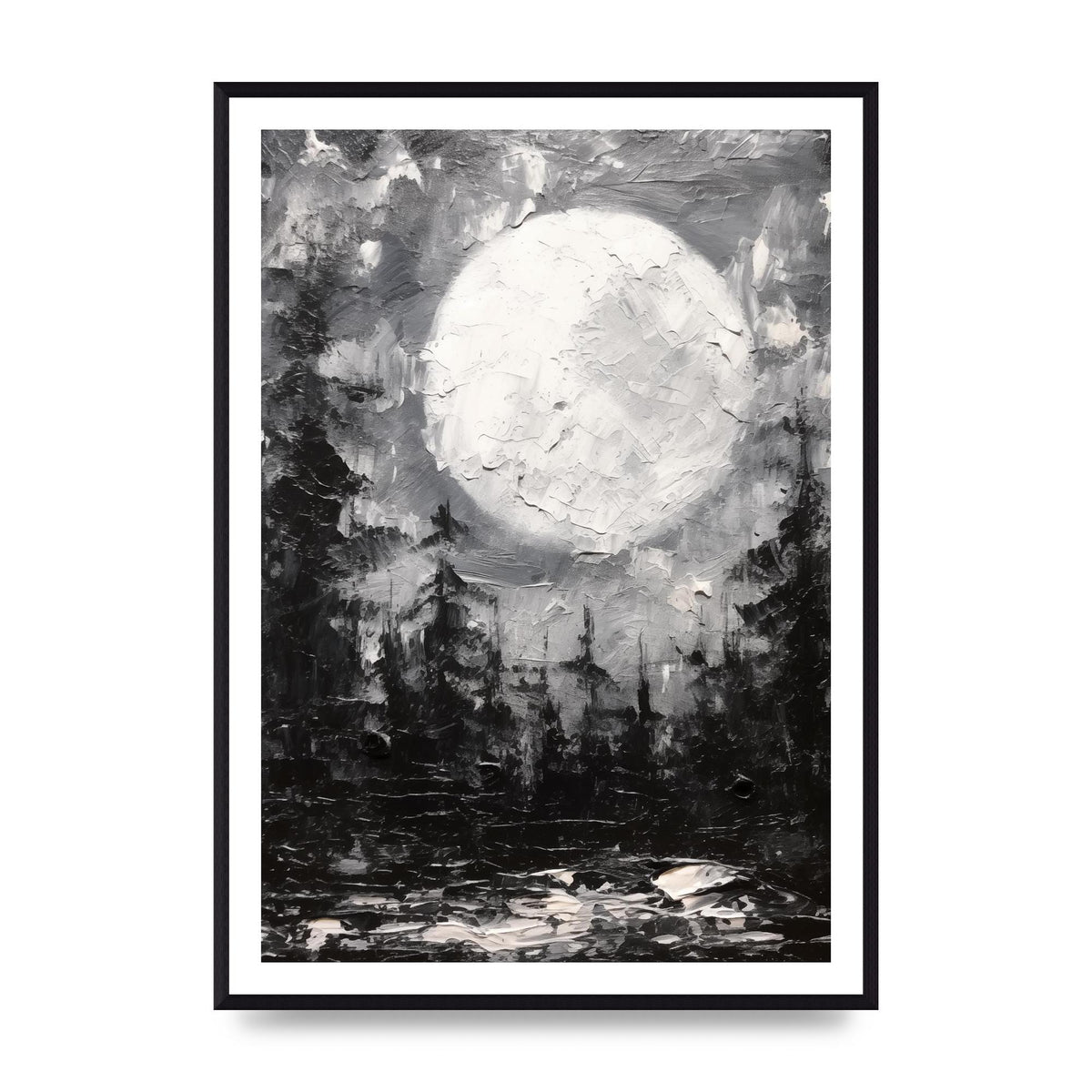 Starry Night in Monochromatic Impressionism