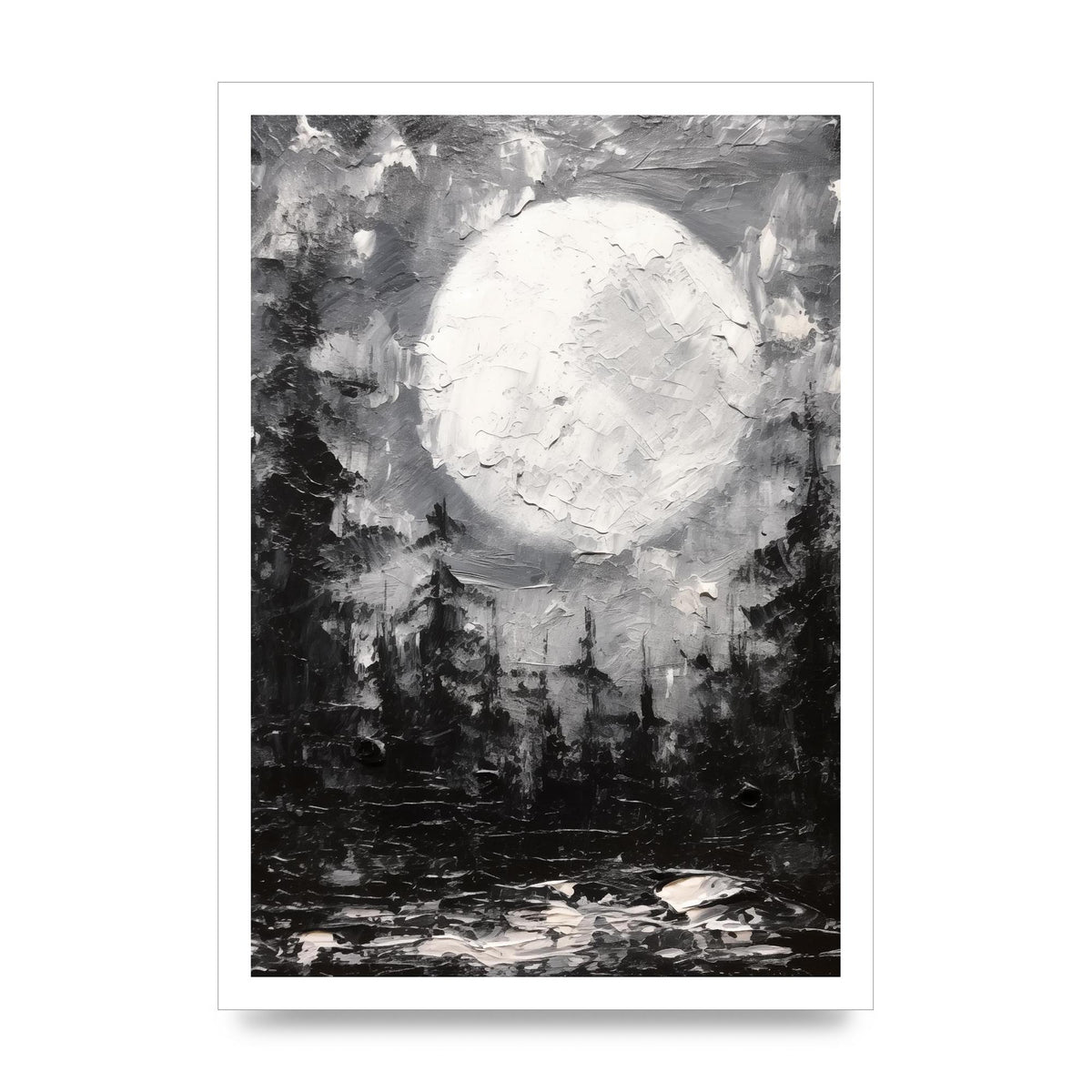 Starry Night in Monochromatic Impressionism