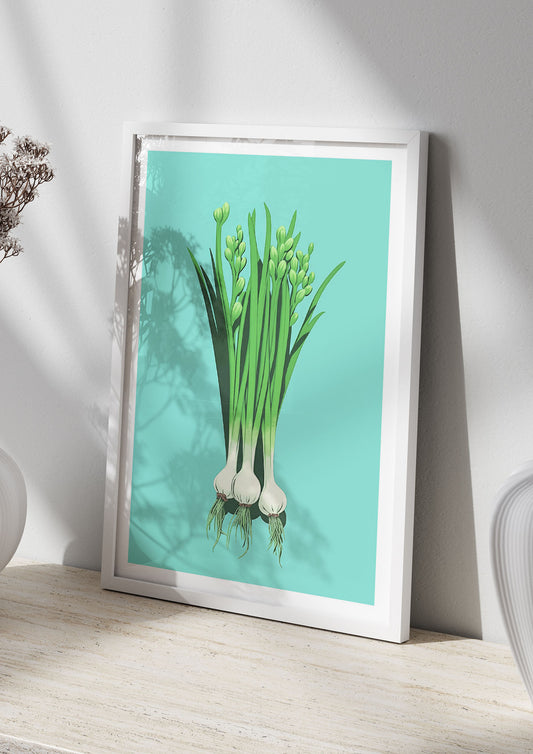Spring Onions in Minimalist Art