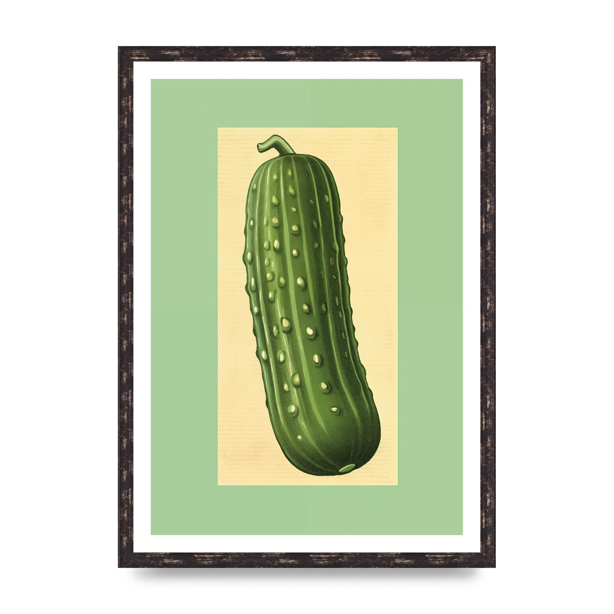 Crisp Textured Green Cucumber Risograph