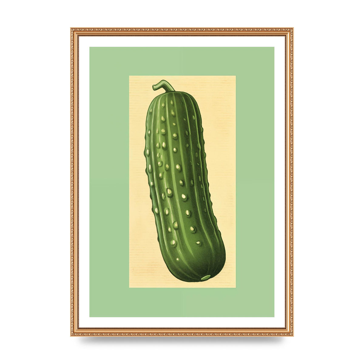 Crisp Textured Green Cucumber Risograph