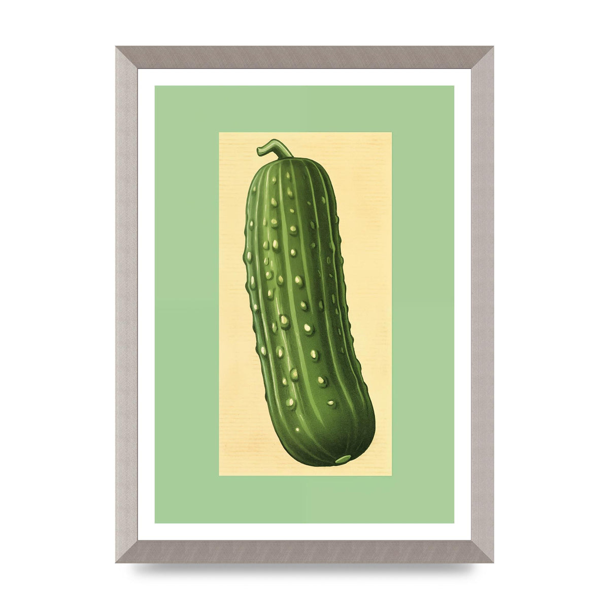 Crisp Textured Green Cucumber Risograph